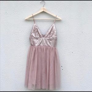 rose gold sequin party dress
